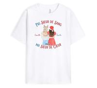 Cadeau Plus T-Shirt Personnalisé Prénom - Pas Soeur De Sang mais Soeur De Coeur - Cadeau Meilleure Amie, Cadeau Amie Femme, T Shirt Meilleure Amie, Tee Shirt Meilleure Amie, Cadeau Soeur de Coeur