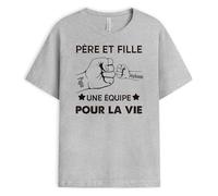 Cadeau Plus T-Shirt Personnalisé Prénom - Père Et Fille Une Équipe pour La Vie - Cadeau Fete des Pere Personnalisé, Cadeau Papa Personnalisé, T Shirt Personnalisé Papa, T-Shirt Personnalisé Papa