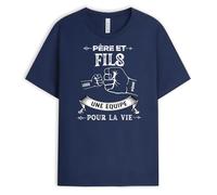 Cadeau Plus T-Shirt Personnalisé Prénom - Père Et Fils Une Équipe pour La Vie - Cadeau Papa Personnalisé, Cadeau Fete des Pere Personnalisé, T Shirt Personnalisé Papa, T-Shirt Personnalisé Papa