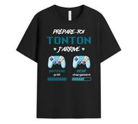 CADEAU PLUS T-Shirt Personnalisé Prénom - Prépare-Toi, Tonton, J'Arrive - Cadeau Personnalisé Tonton, Cadeau Annonce Grossesse Tonton, Super Tonton Cadeau, Tee Shirt Tonton, Tshirt Tonton Personnalisé