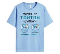 CADEAU PLUS T-Shirt Personnalisé Prénom - Prépare-Toi, Tonton, J'Arrive - Cadeau Personnalisé Tonton, Cadeau Annonce Grossesse Tonton, Super Tonton Cadeau, Tee Shirt Tonton, Tshirt Tonton Personnalisé