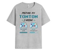 CADEAU PLUS T-Shirt Personnalisé Prénom - Prépare-Toi, Tonton, J'Arrive - Cadeau Personnalisé Tonton, Cadeau Annonce Grossesse Tonton, Super Tonton Cadeau, Tee Shirt Tonton, Tshirt Tonton Personnalisé