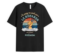 Cadeau Plus T-Shirt Personnalisé Prénom - Si Papa Papy Ne Peut Pas Le Réparer, Personne Ne Peut - Cadeau de Noel pour Papa, Cadeau Noel Papy, T Shirt Personnalisé Papa, Tee Shirt Personnalisable Papy