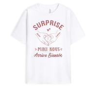 Cadeau Plus T-Shirt Personnalisé Prénom - Surprise Mini Nous Arrive Bientôt - Cadeau pour Futur Papa, Future Maman, Cadeau Annonce Grossesse Grand Parents, Futurs Parents, Baptême, Nouveau-Né