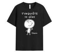 Cadeau Plus T-Shirt Personnalisé Prénom - T'inquiète Je Gère - Idee Cadeau Noel, Cadeau Noel Humour, Tee-Shirt Personnalisé, T-Shirt Personnalisé Homme, Tee Shirt Femme Personnalisable