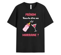 Cadeau Plus T-Shirt Personnalisé Prénom - Veux-tu Être Mon Parrain/Ma Marraine ? - Cadeau Parrain Marraine Bapteme, Cadeau Noel Parrain, Cadeau Marraine Noel, Tee Shirt Parrain, Tshirt Marraine