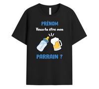 Cadeau Plus T-Shirt Personnalisé Prénom - Veux-tu Être Mon Parrain/Ma Marraine ? - Cadeau Parrain Marraine Bapteme, Cadeau Noel Parrain, Cadeau Marraine Noel, Tee Shirt Parrain, Tshirt Marraine