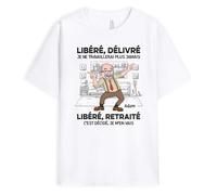 Cadeau Plus T-Shirt Personnalisé - Retraité, C'est Décidé Je M'En Vais - T-Shirt Retraite Homme, Cadeau Retraite (FR/ES, Alpha/Lettres, S, 5TG, Taille Normale, Taille Normale, Vieille, Jeune)