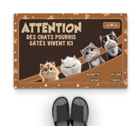 Cadeau Plus Tapis Personnalisé Prénom - Attention Pourris Gâtés - Paillasson Personnalisé, Paillasson Entree, Tapis personnalisé entrée (#4)