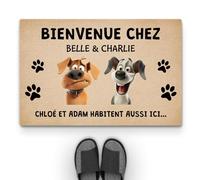 Cadeau Plus Tapis Personnalisé Prénom - Bienvenue chez - Paillasson Personnalisé Animaux, paillasson Chien personnalisé, Paillasson Entree, Tapis d'entrée personnalisé (Modèle #1)