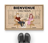 Cadeau Plus Tapis Personnalisé Prénom - Bienvenue dans Notre Château sur Roues - Tapis Camping Car, Paillasson Extérieur Personnalisé, Paillasson Drole (Modèle #1)