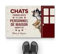 Cadeau Plus Tapis Personnalisé Prénom - Le Chat Gâté Pourri Habite Ici - Paillasson Entree, Tapis personnalisé entrée, paillasson Interieur Personnalisable (#3)