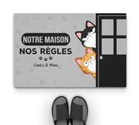 Cadeau Plus Tapis Personnalisé Prénom - Notre Maison Nos Règles - Version Gris - Paillasson Entree, Tapis d'entrée personnalisé, Paillasson Interieur personnalisé (#2)