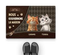 Cadeau Plus Tapis Personnalisé Prénom - Nous Gouvernons La Maison - Paillasson Entree, Tapis personnalisé entrée, Paillasson Chat Personnalisé, paillasson Interieur Personnalisable (Modèle #2)