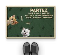Cadeau Plus Tapis Personnalisé Prénom - Partez sauf Si - Paillasson Entree, Paillasson Personnalisé, Tapis personnalisé entrée (2 Chats)