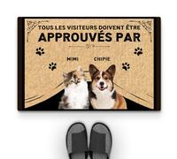 Cadeau Plus Tapis Personnalisé Prénom - Visiteurs Avertis - Cadeau Cremaillere Maison, Paillasson Personnalisable, Tapis Maison, Paillasson Original (1 Animal)