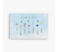 Cadeau Plus Toile Le jardin de Mamie Maman Personnalisée - Cadeau Personnalisé pour Maman et Grand-mère pour Noël, la Fête des Mères, Fête des Grands-mères, l'Anniversaire (7 Enfants, Modèle #2)