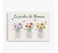 Cadeau Plus Toile Le jardin de Mamie Maman Personnalisée - Cadeau Personnalisé pour Maman et Grand-mère pour Noël, la Fête des Mères, Fête des Grands-mères, l'Anniversaire (6 Enfants, Modèle #4)