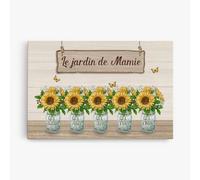 Cadeau Plus Toile Le jardin de Mamie Maman Personnalisée - Cadeau Personnalisé pour Maman et Grand-mère pour Noël, la Fête des Mères, Fête des Grands-mères, l'Anniversaire (3 Enfants, Modèle #3)