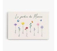 Cadeau Plus Toile Le jardin de Mamie Maman Personnalisée - Cadeau Personnalisé pour Maman et Grand-mère pour Noël, la Fête des Mères, Fête des Grands-mères, l'Anniversaire (3 Enfants, Modèle #1)