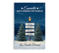 Cadeau Plus Toile Personnalisé - Ensemble Nous Sommes Une Famille - Toile de fond personnalisable, toile personnalisée avec prenom, toiles famille personnalisé, tableau noël (Modèle #1)