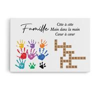 Cadeau Plus Toile Personnalisé - Mots croisés famille personnalisée avec Prénoms et empreintes - Tableau scrabble famille, Tableau personnalisé famille, Cadre toile personnalisée (9 Membres)