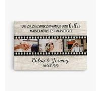 Cadeau Plus Toile Personnalisé - Toutes Les Histoires D'amour - Tableau personnalisé saint valentin, cadre toile personnalisée, idee cadeaux couple 1 an, cadeau copain couple (Modèle #1)