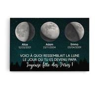 Cadeau Plus Toile Personnalisé - Voici À Quoi Ressemblait La Lune - Cadeau fete des peres personnalisé, Toile lune pour papa, Tableau personnalisé famille, Cadre toile personnalisée (Modèle #1)