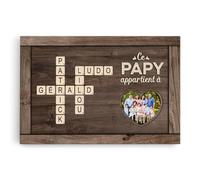 Cadeau Plus Toile Personnalisée Ce Papy Appartient À Avec Photo Et Mots Croisés - Tableau Personnalisé, Tableau Famille Personnalisable, Cadeau Famille Personnalisé, Cadeau Famille Noël (Femme/Homme)