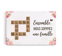 Cadeau Plus Toile Personnalisée - Ensemble Nous Formons Une Famille - Toile de Fond Personnalisable, Toile personnalisée avec prenom, Cadre Scrabble Famille personnalisé (Modèle #1)