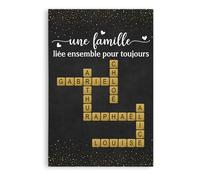 Cadeau Plus Toile Personnalisée - Ensemble Nous Formons Une Famille Version Vintage Avec Mots Croisés - Toile de fond personnalisable, toile personnalisée avec prenom (Modèle #5)