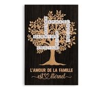 Cadeau Plus Toile Personnalisée - Ensemble Nous Formons Une Famille Version Vintage Avec Mots Croisés - Toile de fond personnalisable, toile personnalisée avec prenom (Modèle #7)