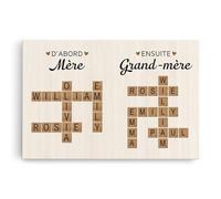 Cadeau Plus Toile Personnalisée - Ensemble Nous Formons Une Famille Version Vintage Avec Mots Croisés - Toile de fond personnalisable, toile personnalisée avec prenom (Modèle #2)