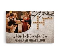 Cadeau Plus Toile Personnalisée - La Famille C'est L'Amour Avec Photo - Cadeau Personnalisé pour Maman, Toile Personnalisée Famille, Tableau Famille Personnalisable, Toile Personnalisé (Modèle #6)