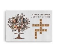 Cadeau Plus Toile Personnalisée - La Famille C'est L'Amour Avec Photo - Cadeau Personnalisé pour Maman, Toile Personnalisée Famille, Tableau Famille Personnalisable, Toile Personnalisé (Modèle #4)