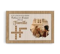Cadeau Plus Toile Personnalisée - La Famille C'est L'Amour Avec Photo - Cadeau Personnalisé pour Maman, Toile Personnalisée Famille, Tableau Famille Personnalisable, Toile Personnalisé (Modèle #5)