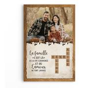 Cadeau Plus Toile Personnalisée - La Famille C'est L'Amour Avec Photo - Cadeau Personnalisé pour Maman, Toile Personnalisée Famille, Tableau Famille Personnalisable, Toile Personnalisé (Modèle #3)