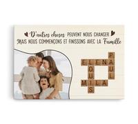 Cadeau Plus Toile Personnalisée - La Famille C'est L'Amour Avec Photo - Toile Personnalisée Famille, Tableau Famille Personnalisable (Modèle #8)