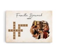 Cadeau Plus Toile Personnalisée - La Famille C'est L'Amour Avec Photo - Toile Personnalisée Famille, Tableau Famille Personnalisable (Modèle 7)