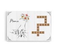 Cadeau Plus Toile Personnalisée Le Jardin De Mamie Vintage Avec Mots Croisés - Tableau Personnalisé, Tableau Famille Personnalisable, Cadeau Famille Personnalisé, Cadeau Famille Noël (Modèle #2)