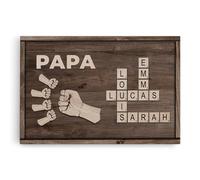 Cadeau Plus Toile Personnalisée - Papa Version Bosse De Poing Et Mots Croisés - Toile De Fond Personnalisable, Toile Personnalisée Avec Prenom, Idee Cadeau Papy, Cadeau Personnalisé Papa (Modèle #1)