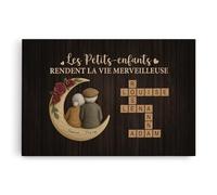Cadeau Plus Toile Personnalisée Pour Mamie Papy - Petits-Enfants Avec Mots-Croisés - Tableau Personnalisé, Toile Prenom Personnalisable, Cadre Prenom Personnalisé Familial (modèle #1)