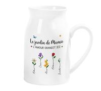 Cadeau Plus Vase Fleur Personnalisé - Amour dans Le Jardin De Mamie Maman - Pot de Fleur personnalisé, Vase Mamie, Cadeaux pour Mamie, vases ceramique decoratif (5 Enfants)