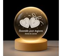 Cadeau Plus Veilleuse Boule De Cristal 3D Personnalisée - Couple Toi & Moi - Boule a Neige Personnalisable, Boule Photo personnalisée, Boule Lumineuse LED (Modèle #2)
