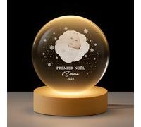 Cadeau Plus Veilleuse Boule De Cristal Personnalisée - Amour De Future Maman/Futur Papa - Boule Echographie, Memory Sphere, Lampe Personnalisée, Boule Lumineuse LED (Modèle #4)