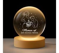 Cadeau Plus Veilleuse Boule De Cristal Personnalisée - Amour De Future Maman/Futur Papa - Boule Echographie, Memory Sphere, Lampe Personnalisée, Boule Lumineuse LED (Modèle #2)