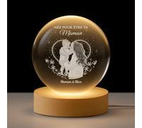 Cadeau Plus Veilleuse Boule De Cristal Personnalisée - Amour De Future Maman/Futur Papa - Boule Echographie, Memory Sphere, Lampe Personnalisée, Boule Lumineuse LED (Modèle #3)