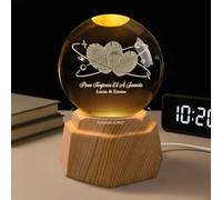 Cadeau Plus Veilleuse Boule De Cristal Personnalisée - Toi Et Moi avec Cœurs - Boule a Neige Personnalisable, Boule Photo personnalisée, Boule Lumineuse LED (Modèle #2)
