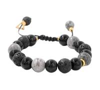 Cadeau Plusieurs Naturelle Message Noir Anneaux Natural Stone Beads Bracelet Lava Rock Bracelets Adjustable Black Beaded Bracelet For Men Women Chinesestyle Bracelet Jonc Avec Argent (Black, One Size)