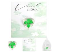 Cadeau porte-bonheur trèfle à quatre feuilles avec carte et sac en organza, trèfle à quatre feuilles pour femmes, hommes, couples, amis, ange gardien, cadeau d'occasions spéciales telles que l'examen